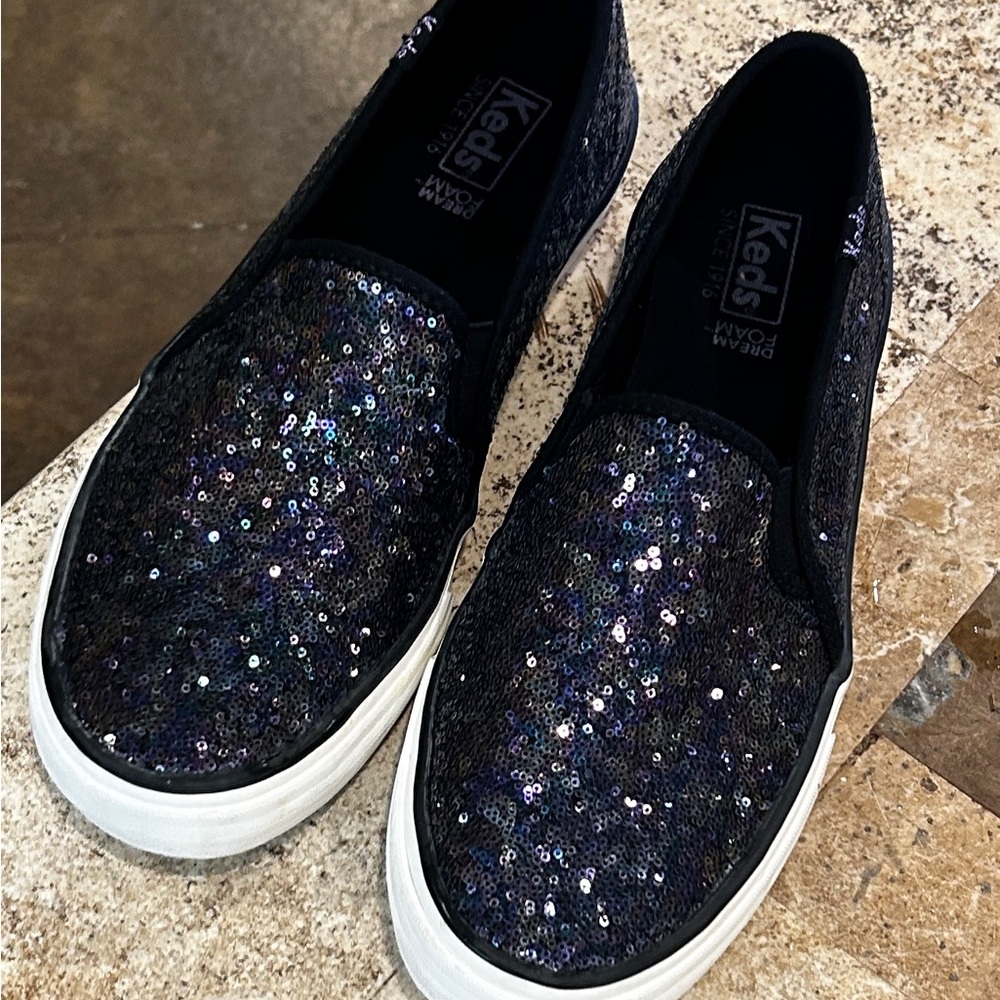 Keds Women's sequin Black Slip-On Sneakers